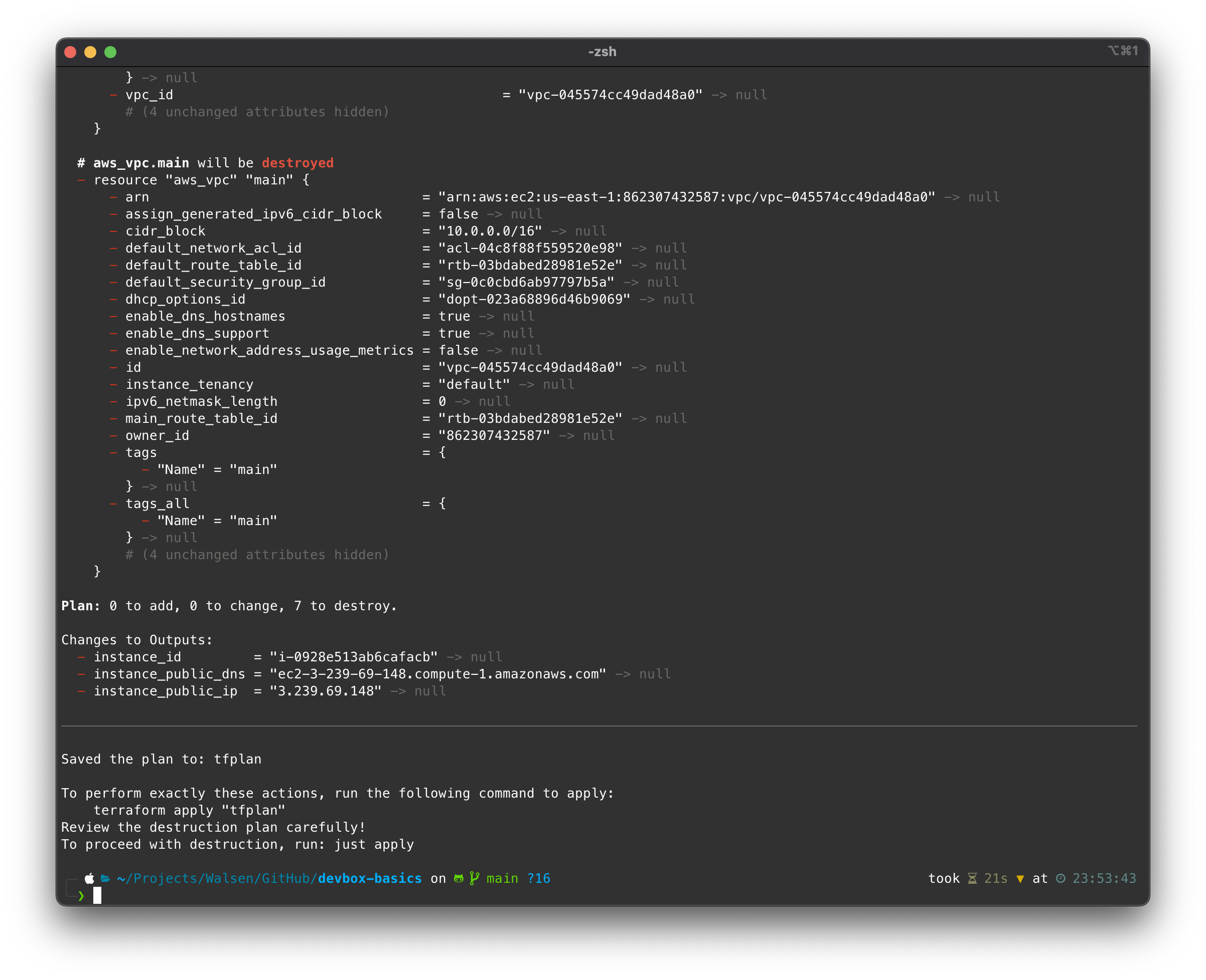 Devbox tfdestroy
